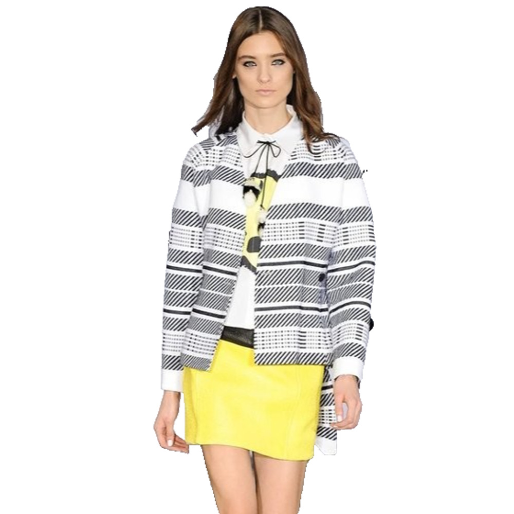 New Tanya Taylor Leather Mini Skirt Black/Yellow Size 0 NWT
